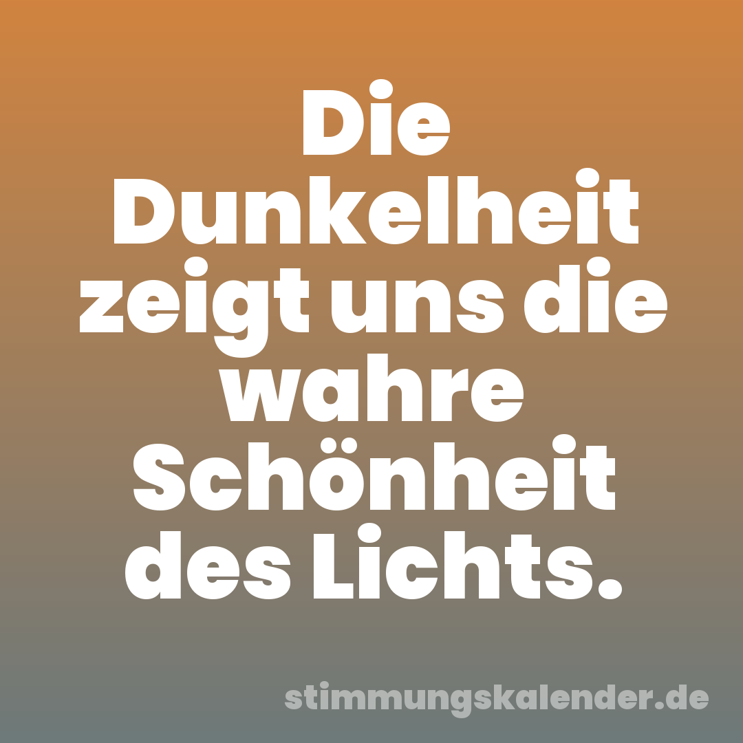 Die Dunkelheit zeigt uns die wahre Schönheit des Lichts.