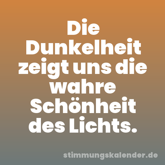 Die Dunkelheit zeigt uns die wahre Schönheit des Lichts.