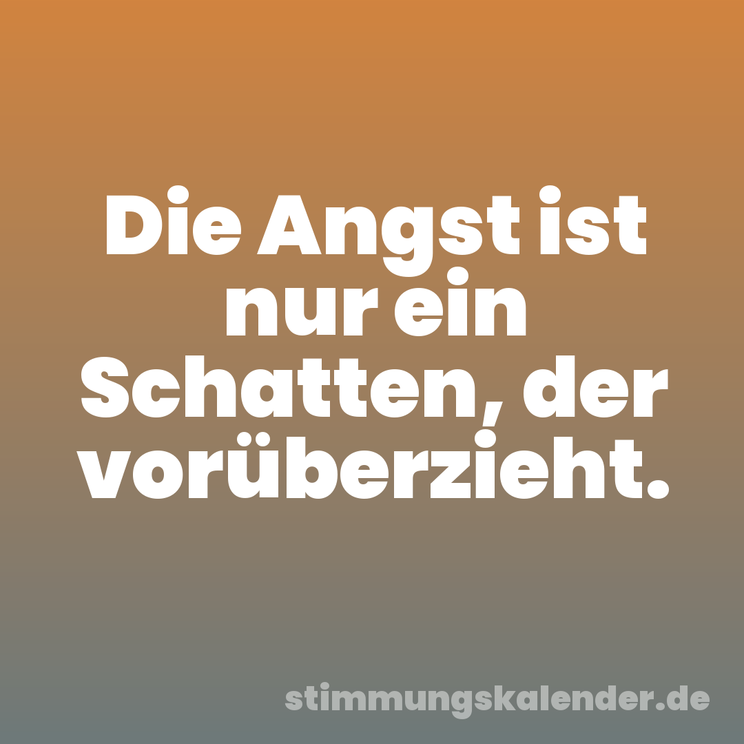 Die Angst ist nur ein Schatten, der vorüberzieht.