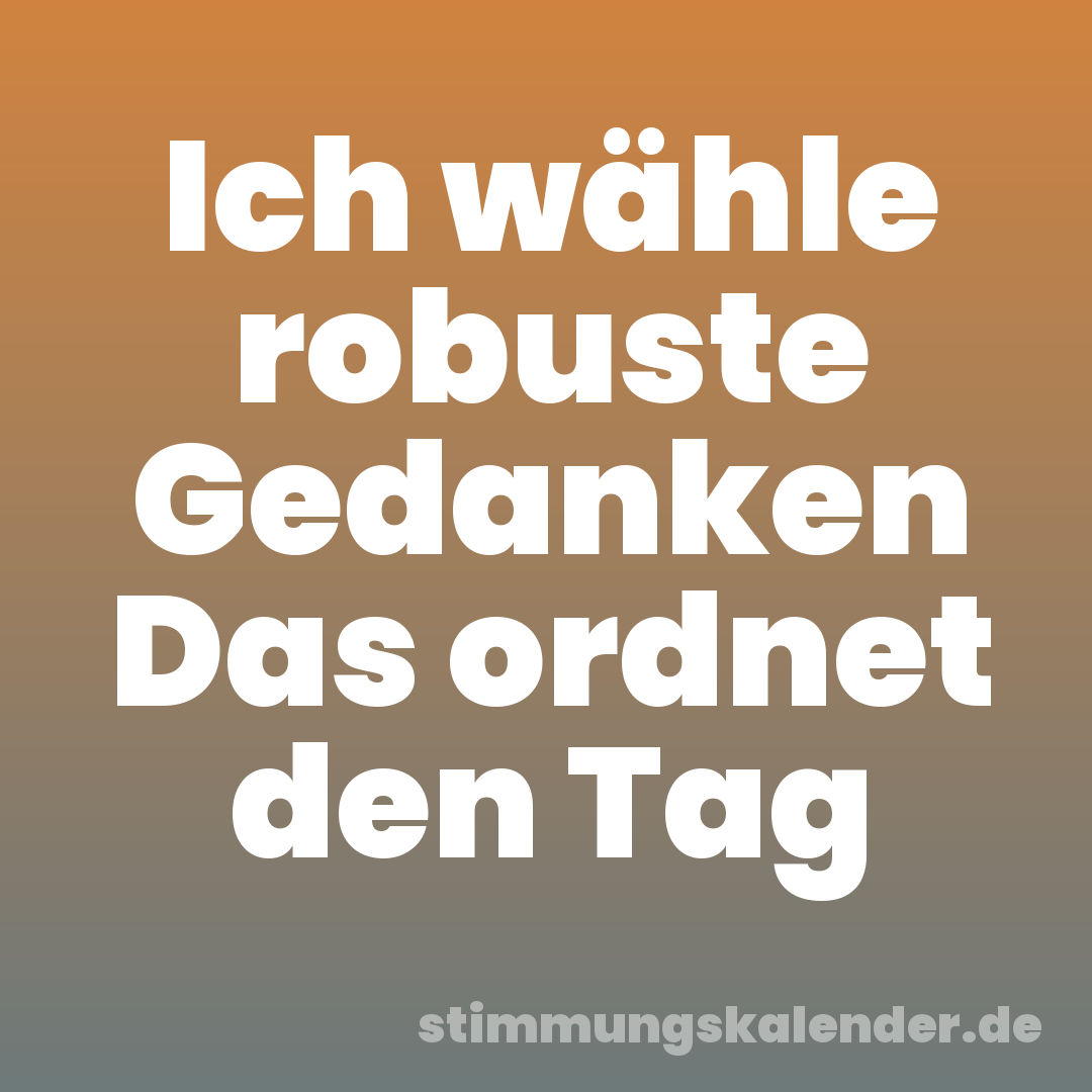 Ich wähle robuste Gedanken Das ordnet den Tag