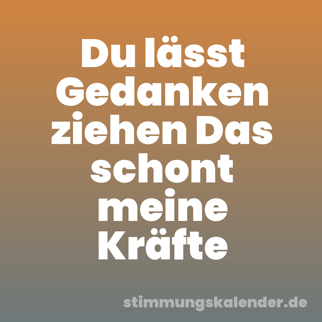 Du lässt Gedanken ziehen Das schont meine Kräfte