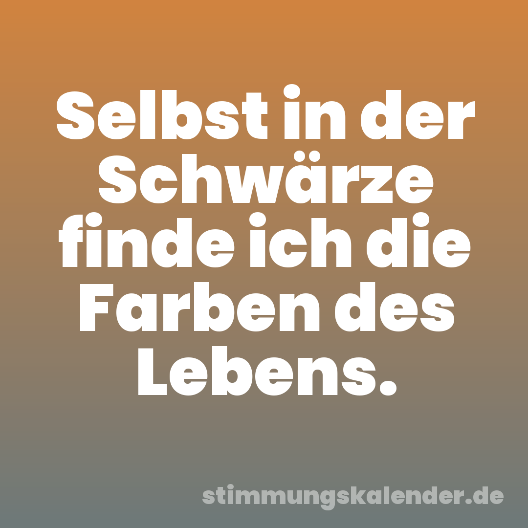 Selbst in der Schwärze finde ich die Farben des Lebens.