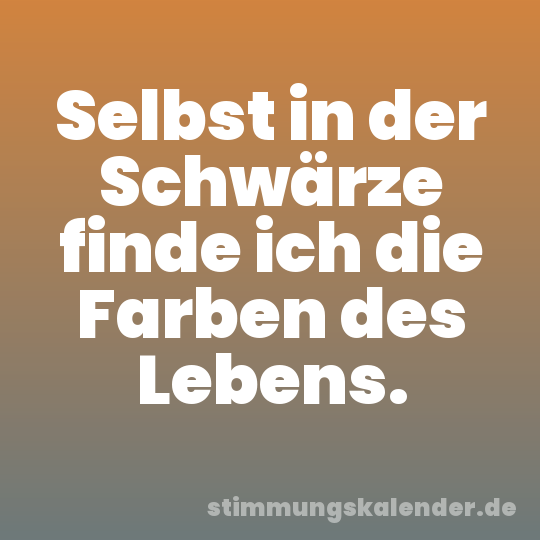 Selbst in der Schwärze finde ich die Farben des Lebens.