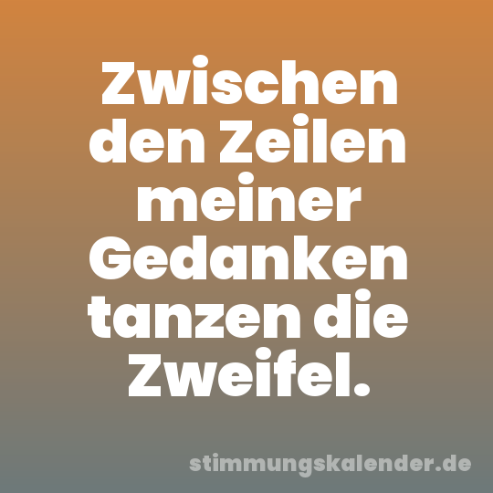 Zwischen den Zeilen meiner Gedanken tanzen die Zweifel.