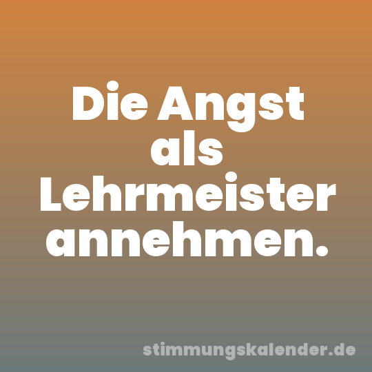 Die Angst als Lehrmeister annehmen.
