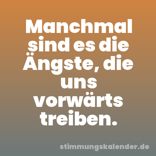 Manchmal sind es die Ängste, die uns vorwärts treiben.