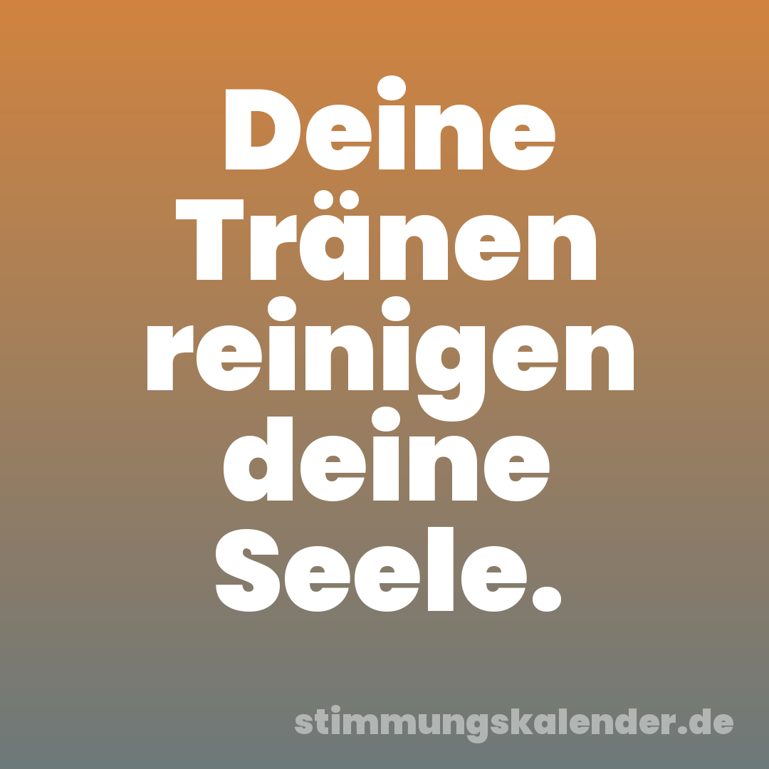 Deine Tränen reinigen deine Seele.