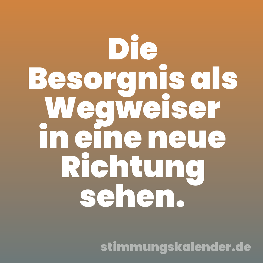 Die Besorgnis als Wegweiser in eine neue Richtung sehen.