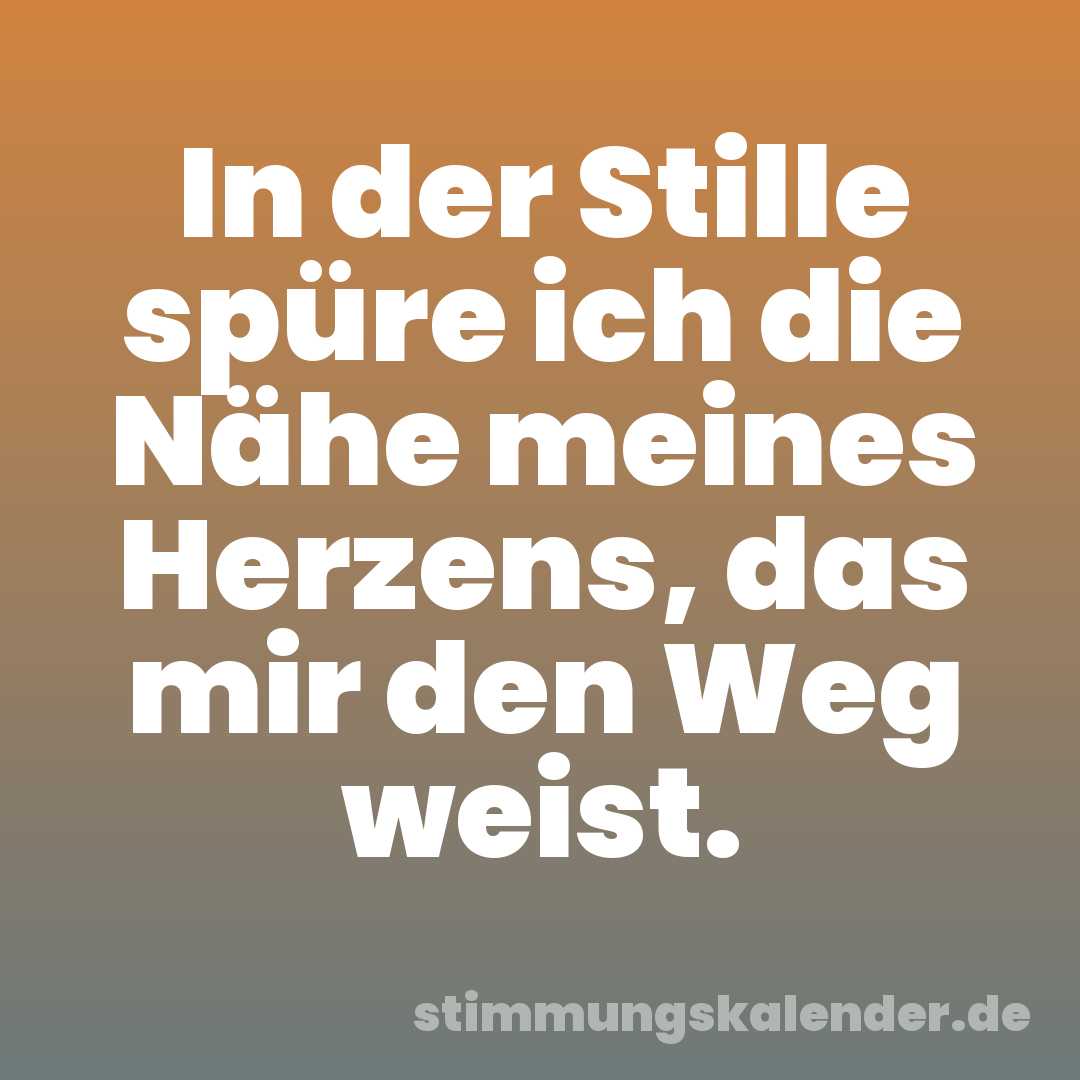 In der Stille spüre ich die Nähe meines Herzens, das mir den Weg weist.