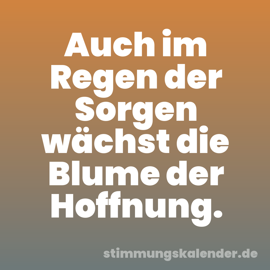 Auch im Regen der Sorgen wächst die Blume der Hoffnung.