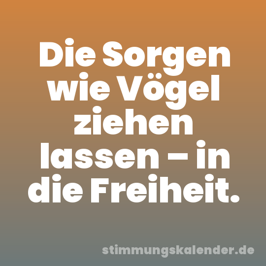 Die Sorgen wie Vögel ziehen lassen – in die Freiheit.