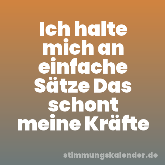 Ich halte mich an einfache Sätze Das schont meine Kräfte