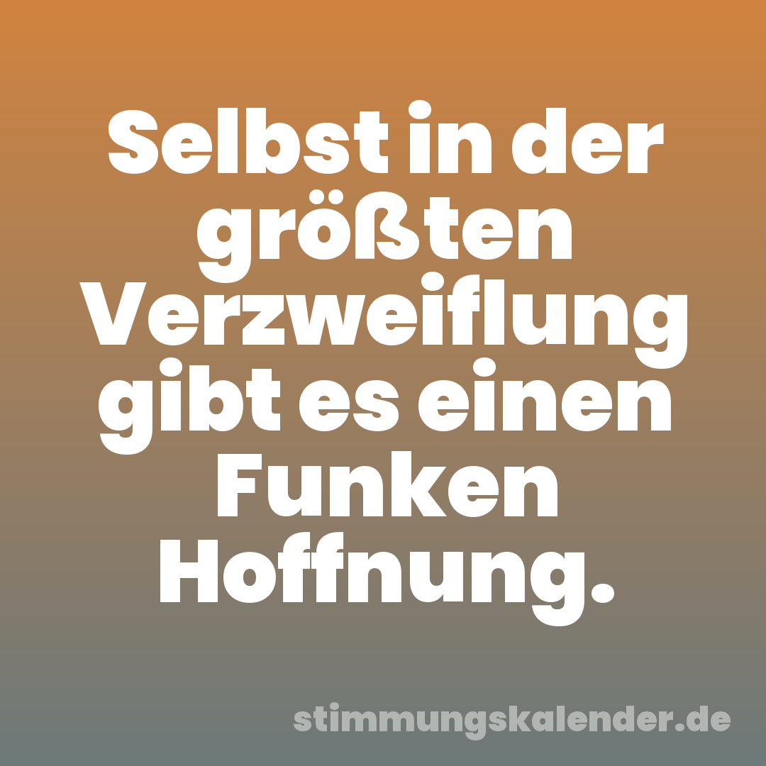 Selbst in der größten Verzweiflung gibt es einen Funken Hoffnung.