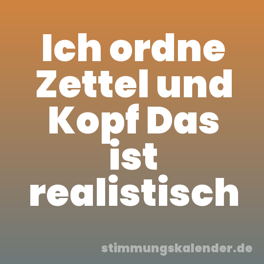 Ich ordne Zettel und Kopf Das ist realistisch