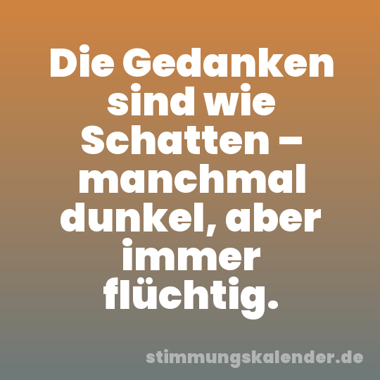 Die Gedanken sind wie Schatten – manchmal dunkel, aber immer flüchtig.