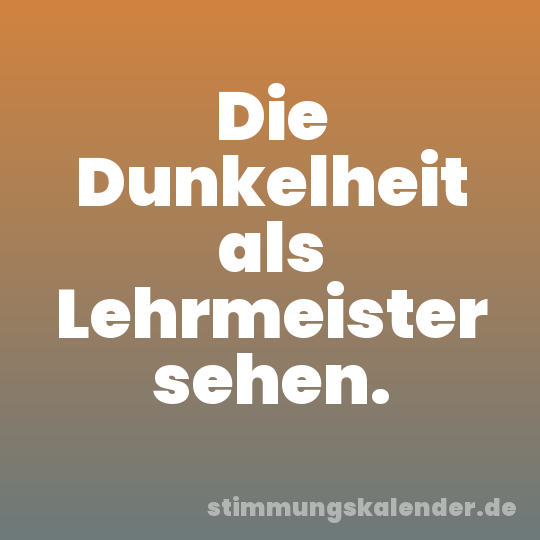 Die Dunkelheit als Lehrmeister sehen.