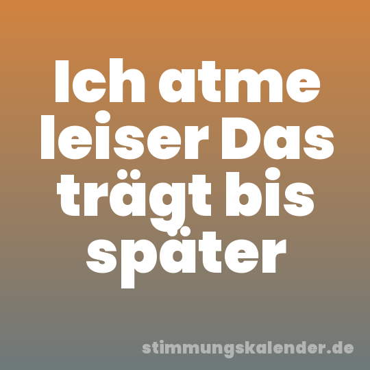 Ich atme leiser Das trägt bis später