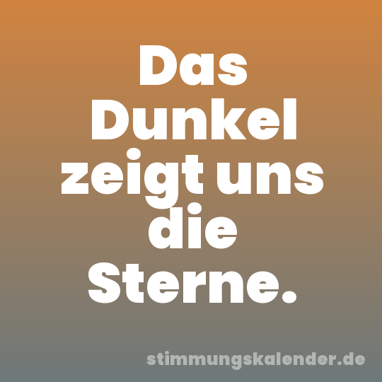 Das Dunkel zeigt uns die Sterne.