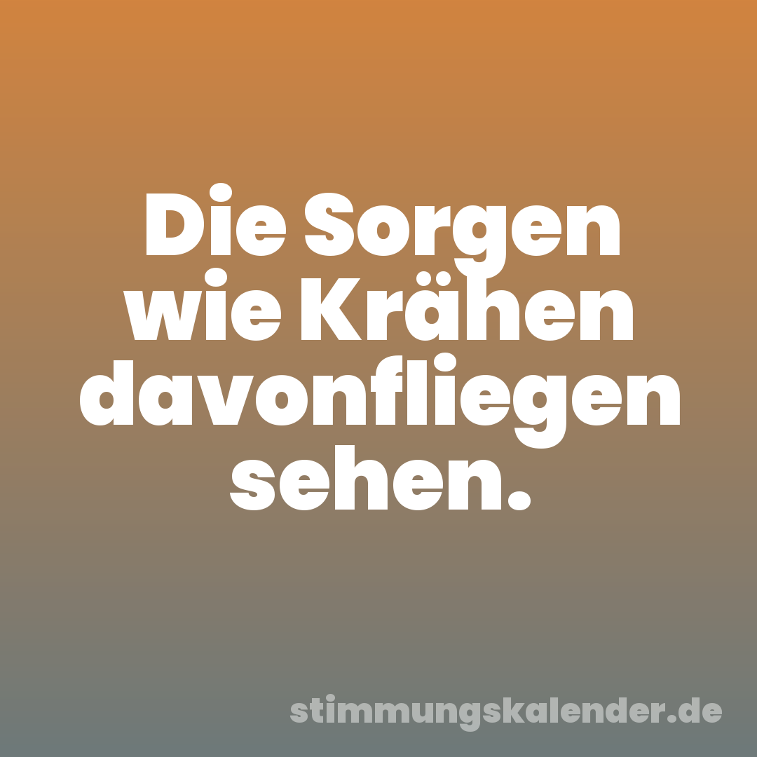 Die Sorgen wie Krähen davonfliegen sehen.