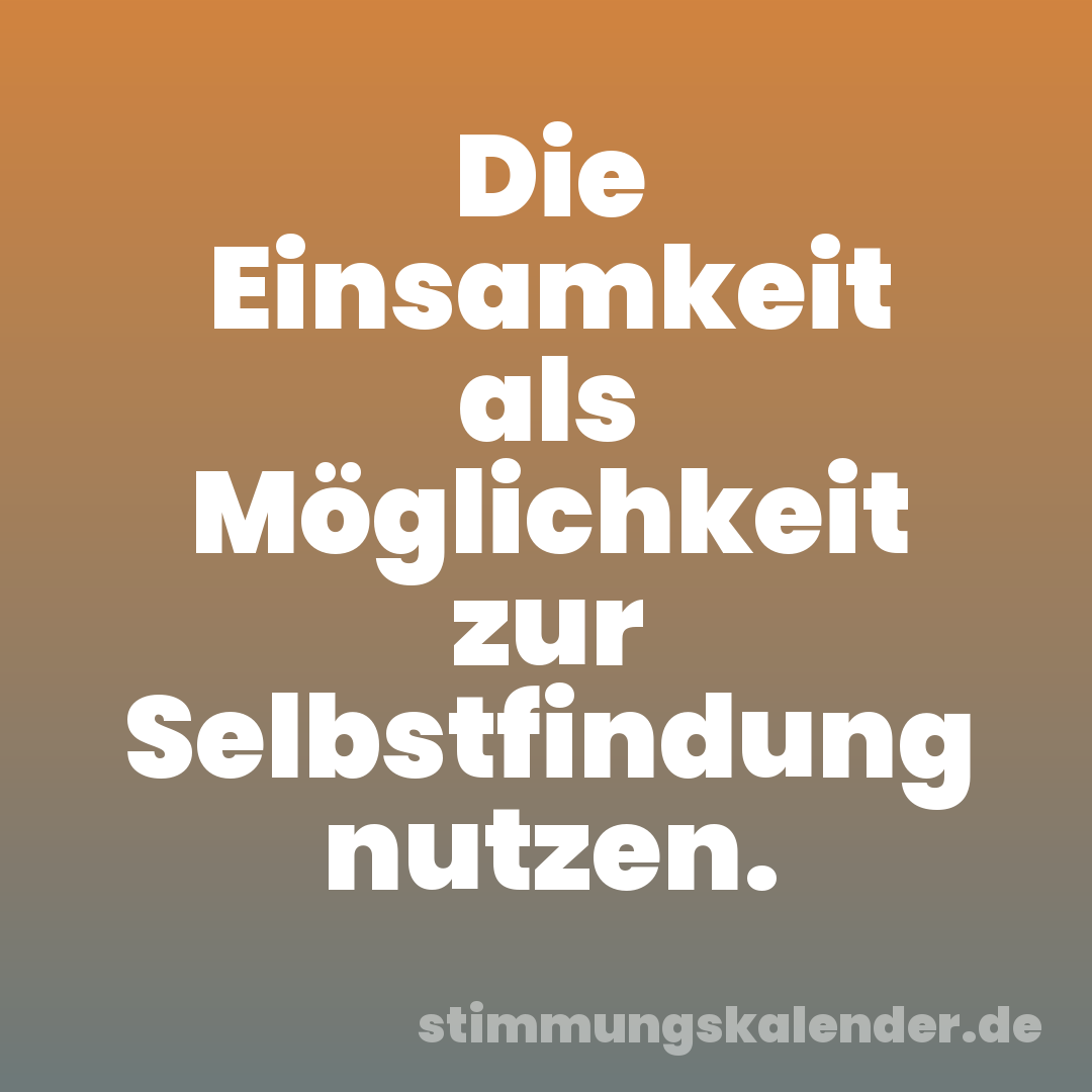 Die Einsamkeit als Möglichkeit zur Selbstfindung nutzen.