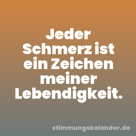Jeder Schmerz ist ein Zeichen meiner Lebendigkeit.