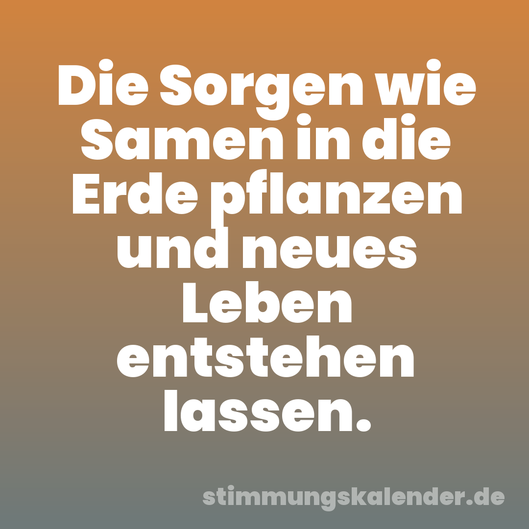 Die Sorgen wie Samen in die Erde pflanzen und neues Leben entstehen lassen.