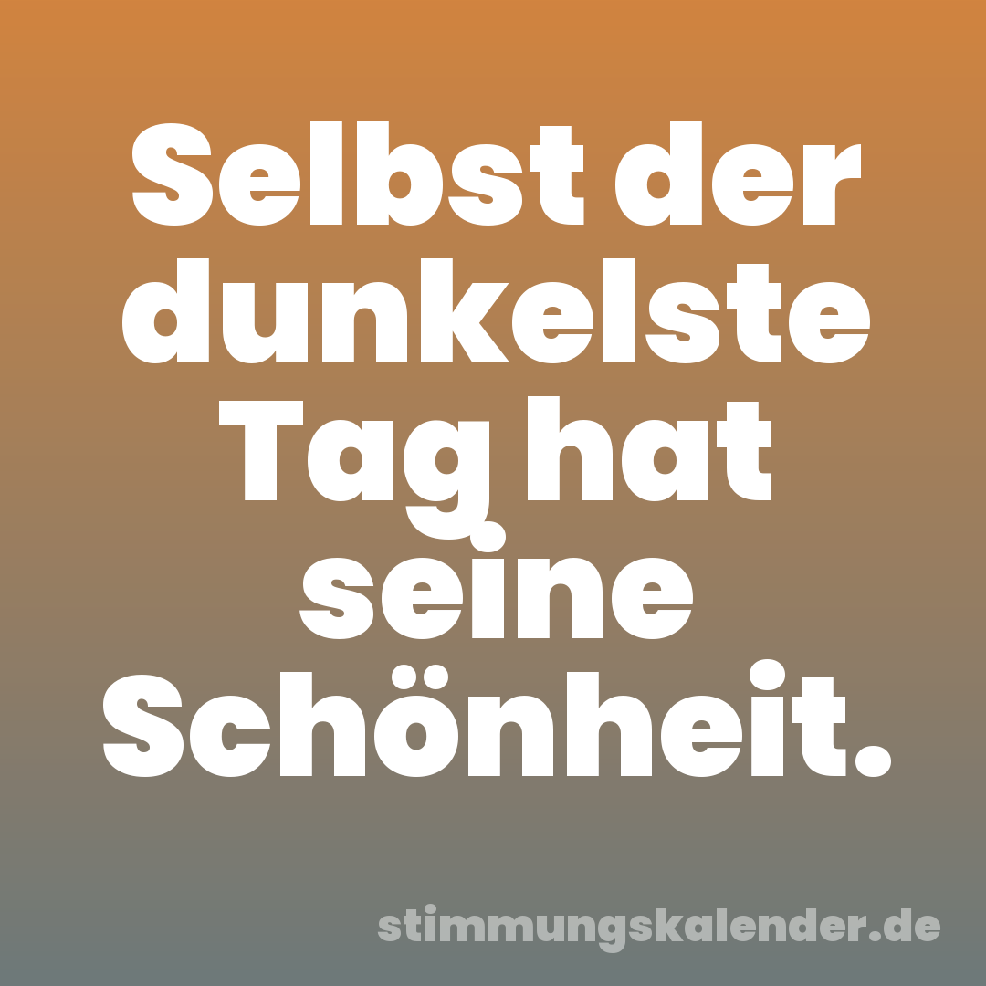 Selbst der dunkelste Tag hat seine Schönheit.