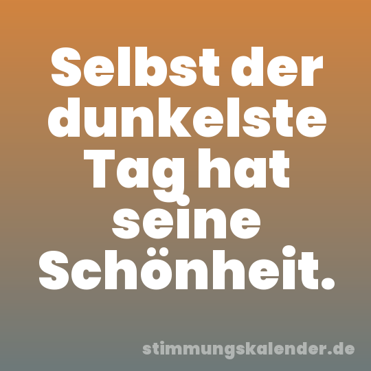 Selbst der dunkelste Tag hat seine Schönheit.