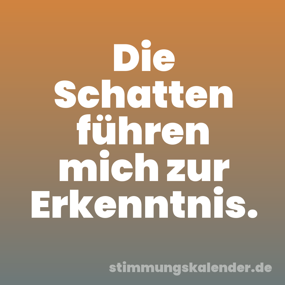 Die Schatten führen mich zur Erkenntnis.