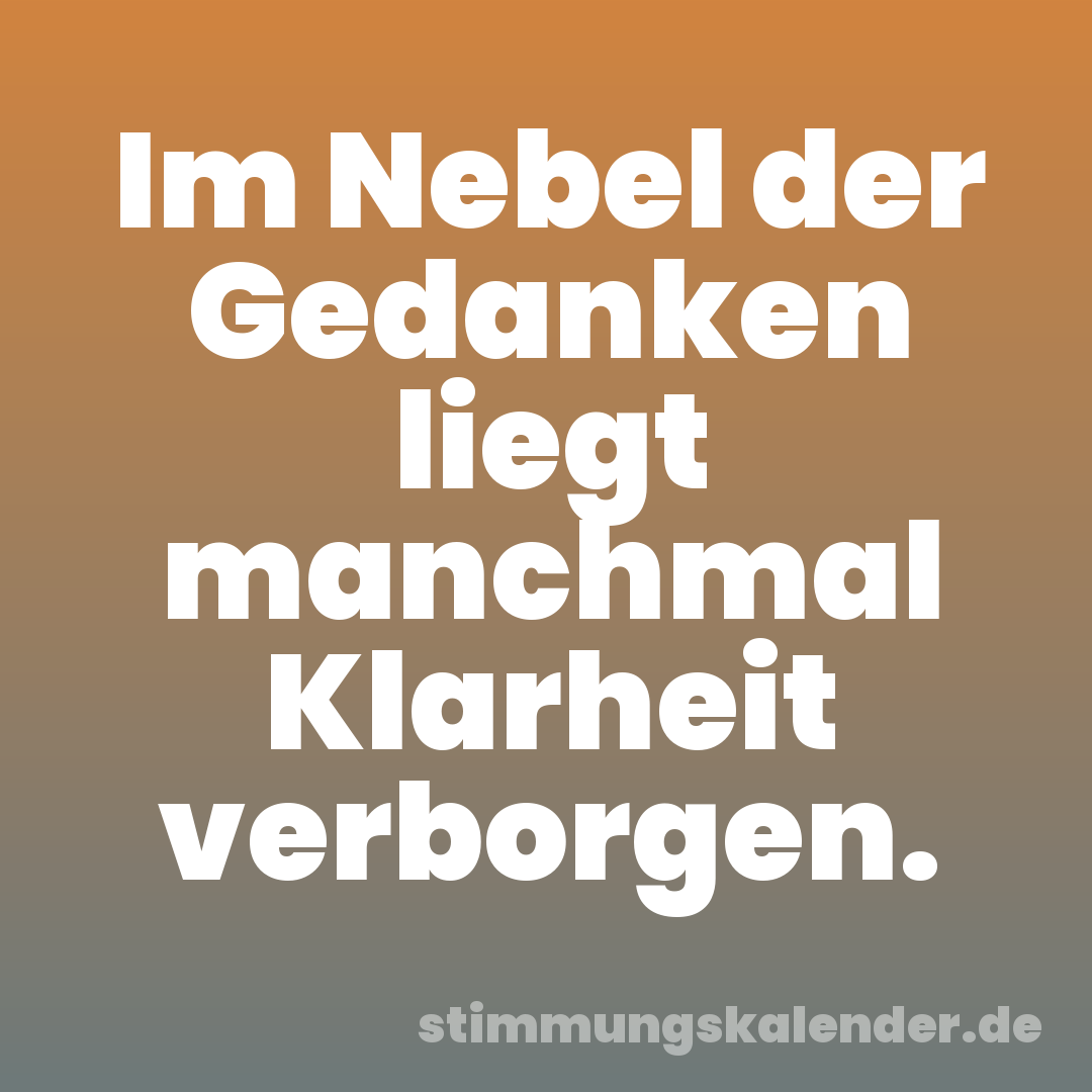 Im Nebel der Gedanken liegt manchmal Klarheit verborgen.