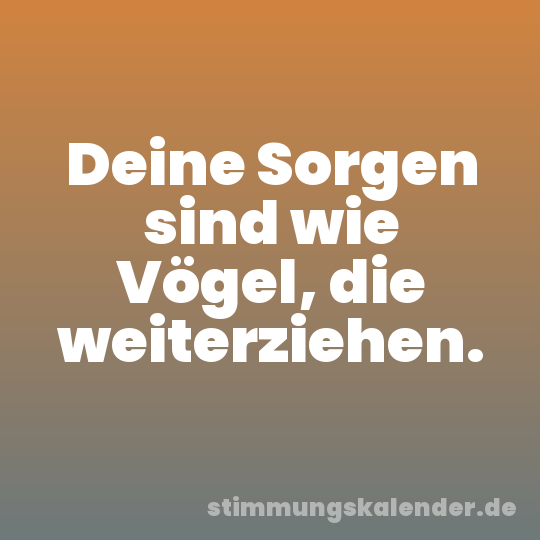 Deine Sorgen sind wie Vögel, die weiterziehen.
