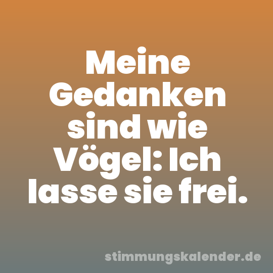 Meine Gedanken sind wie Vögel: Ich lasse sie frei.