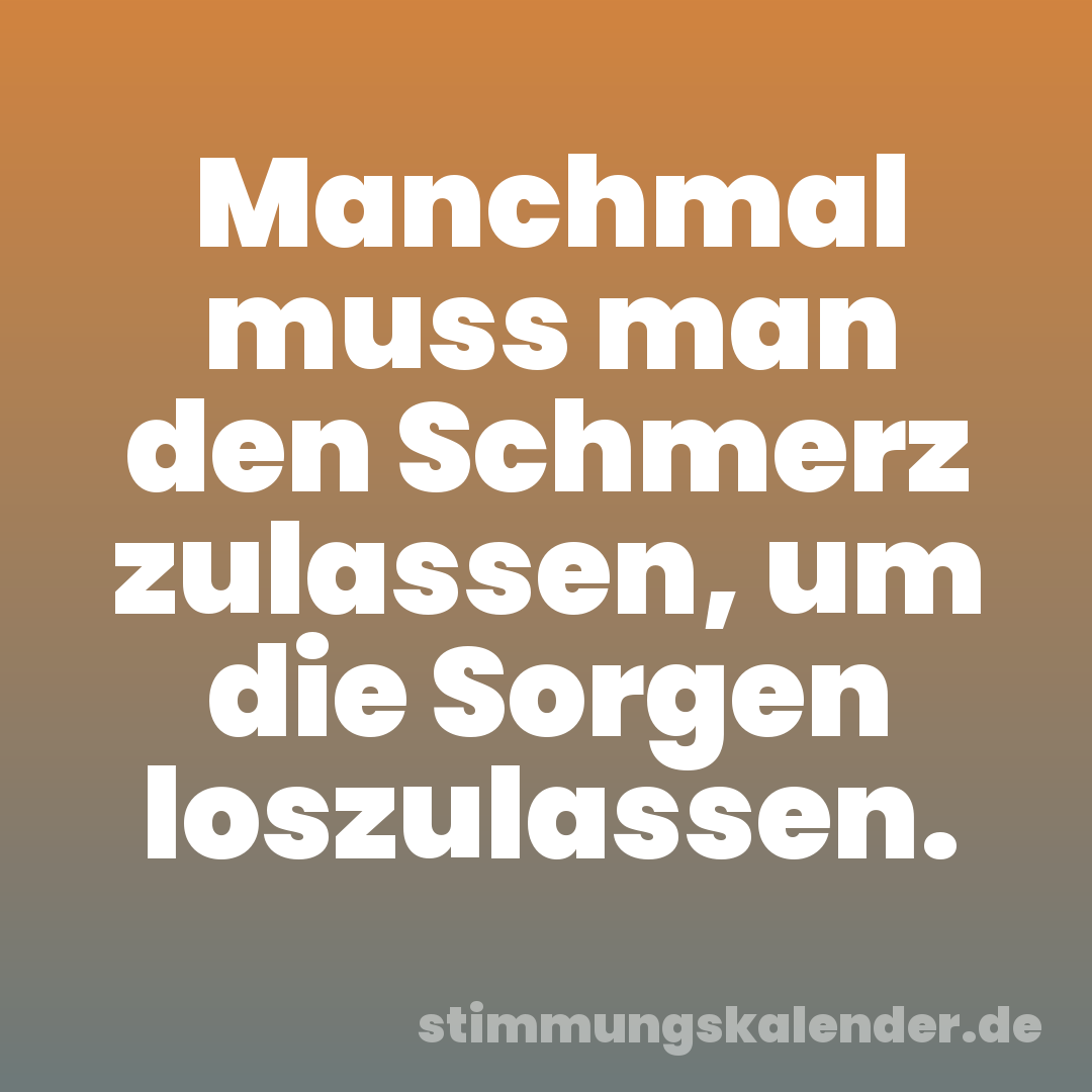 Manchmal muss man den Schmerz zulassen, um die Sorgen loszulassen.