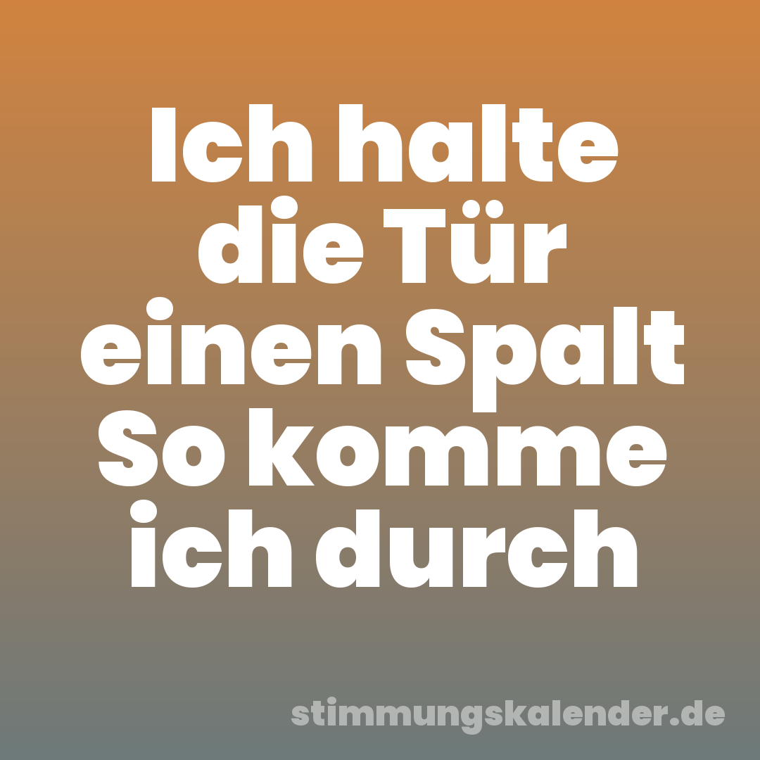 Ich halte die Tür einen Spalt So komme ich durch
