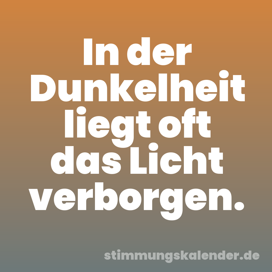In der Dunkelheit liegt oft das Licht verborgen.