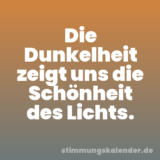 Die Dunkelheit zeigt uns die Schönheit des Lichts.