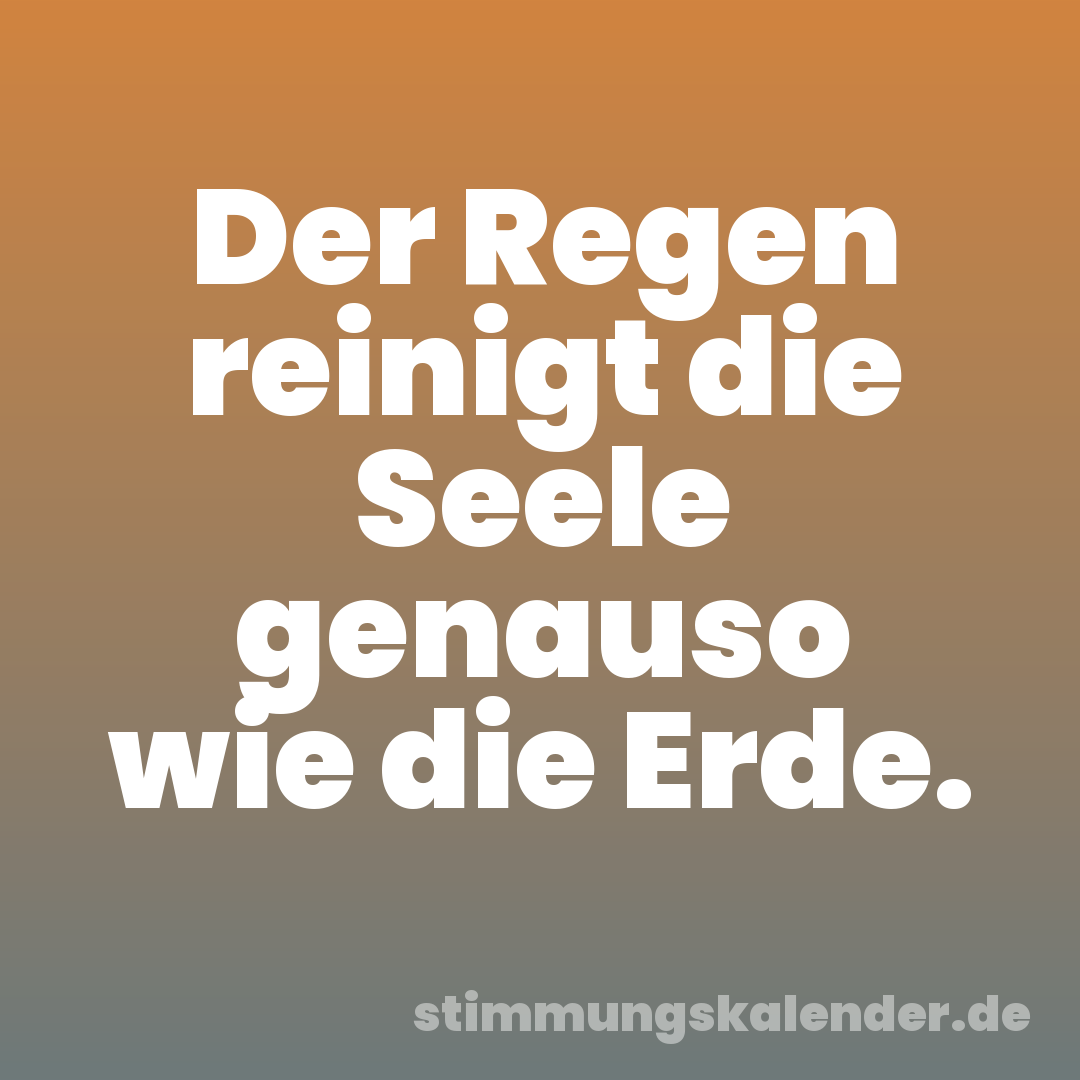 Der Regen reinigt die Seele genauso wie die Erde.