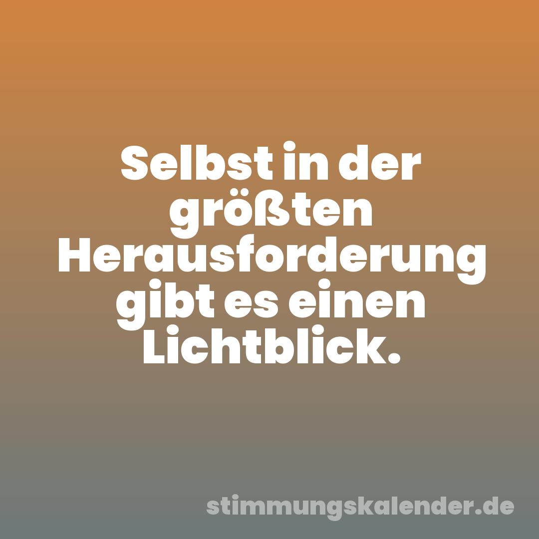 Selbst in der größten Herausforderung gibt es einen Lichtblick.
