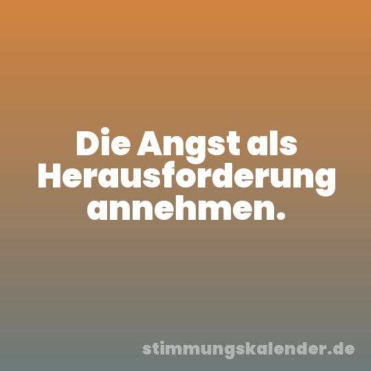 Die Angst als Herausforderung annehmen.