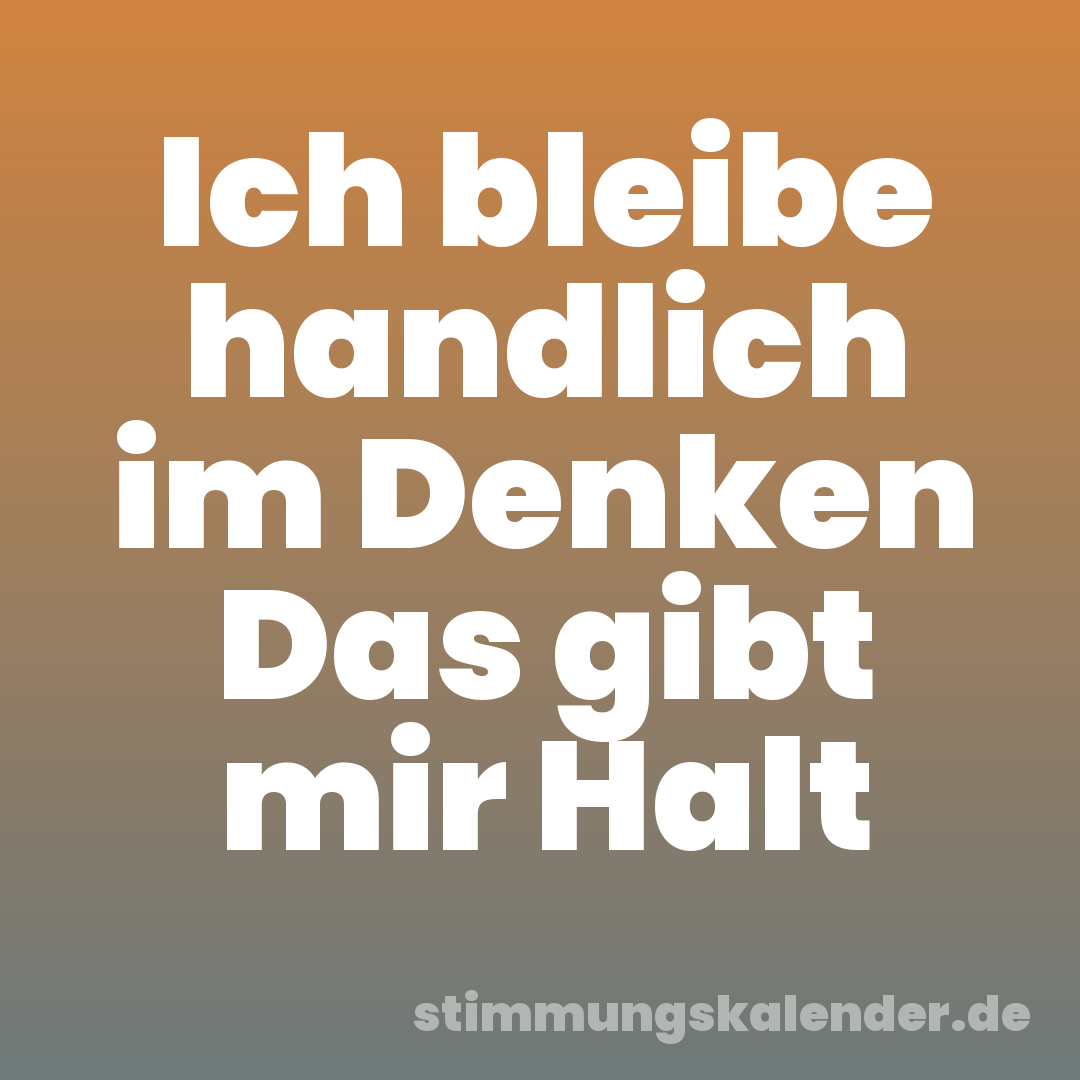 Ich bleibe handlich im Denken Das gibt mir Halt