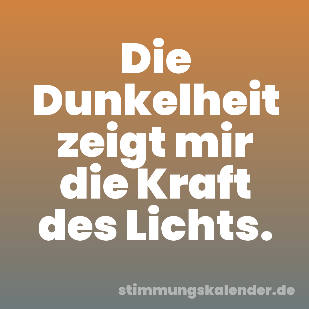 Die Dunkelheit zeigt mir die Kraft des Lichts.