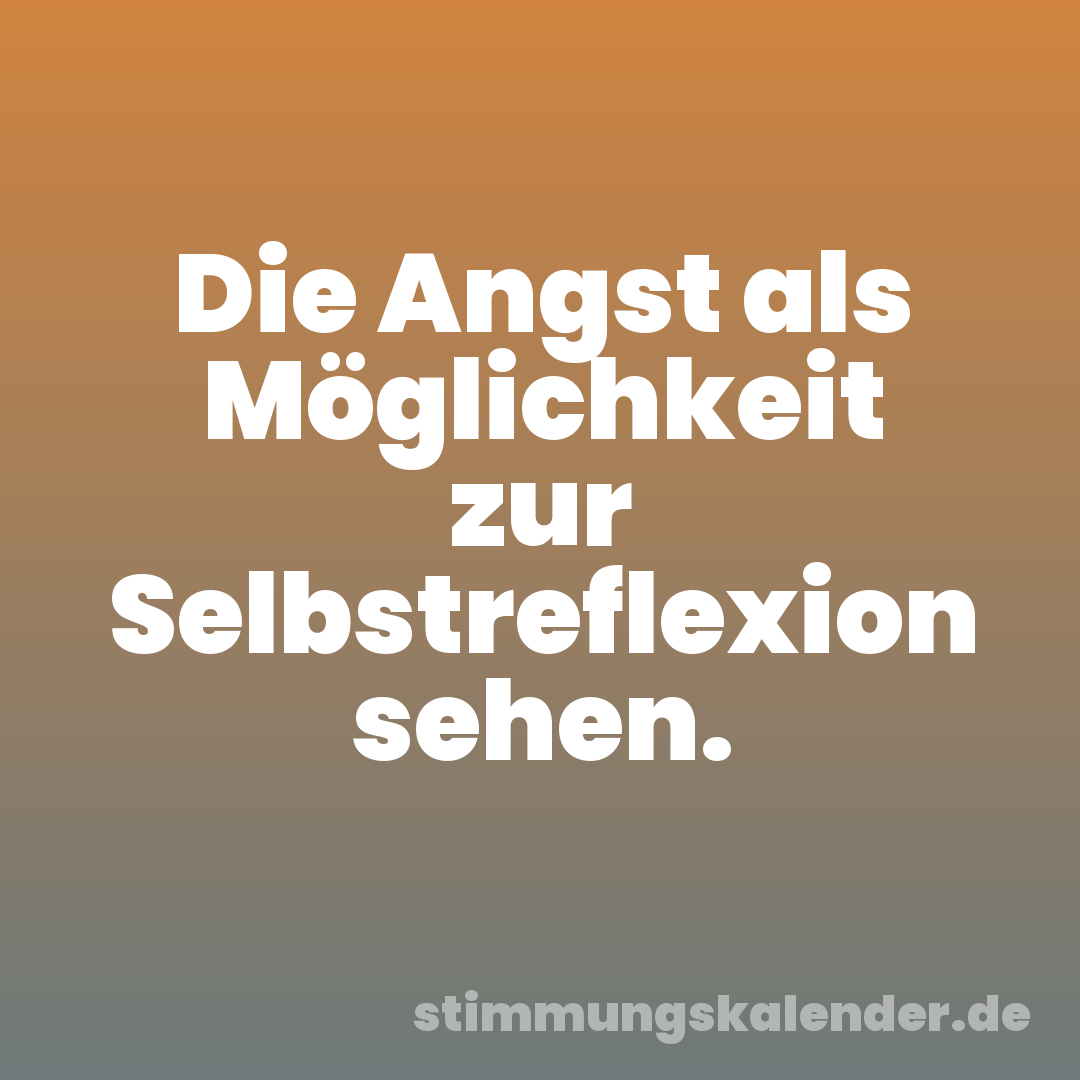Die Angst als Möglichkeit zur Selbstreflexion sehen.