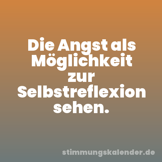 Die Angst als Möglichkeit zur Selbstreflexion sehen.