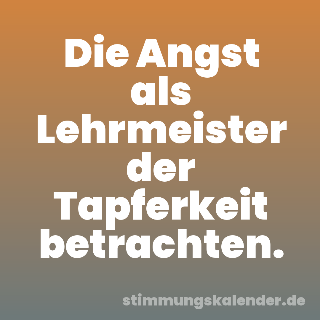Die Angst als Lehrmeister der Tapferkeit betrachten.