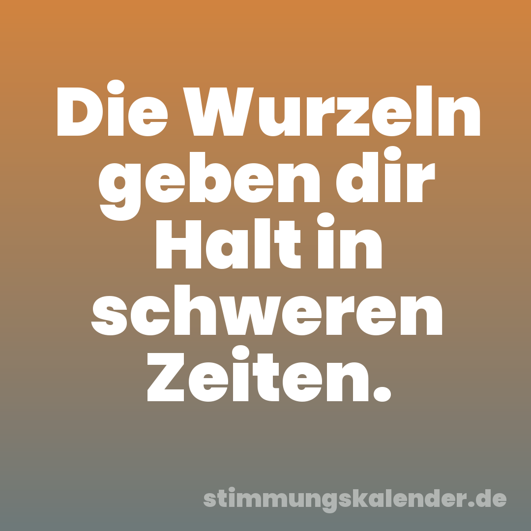 Die Wurzeln geben dir Halt in schweren Zeiten.