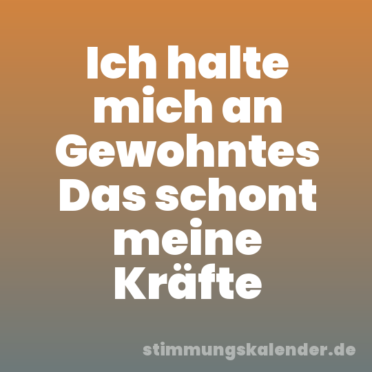 Ich halte mich an Gewohntes Das schont meine Kräfte
