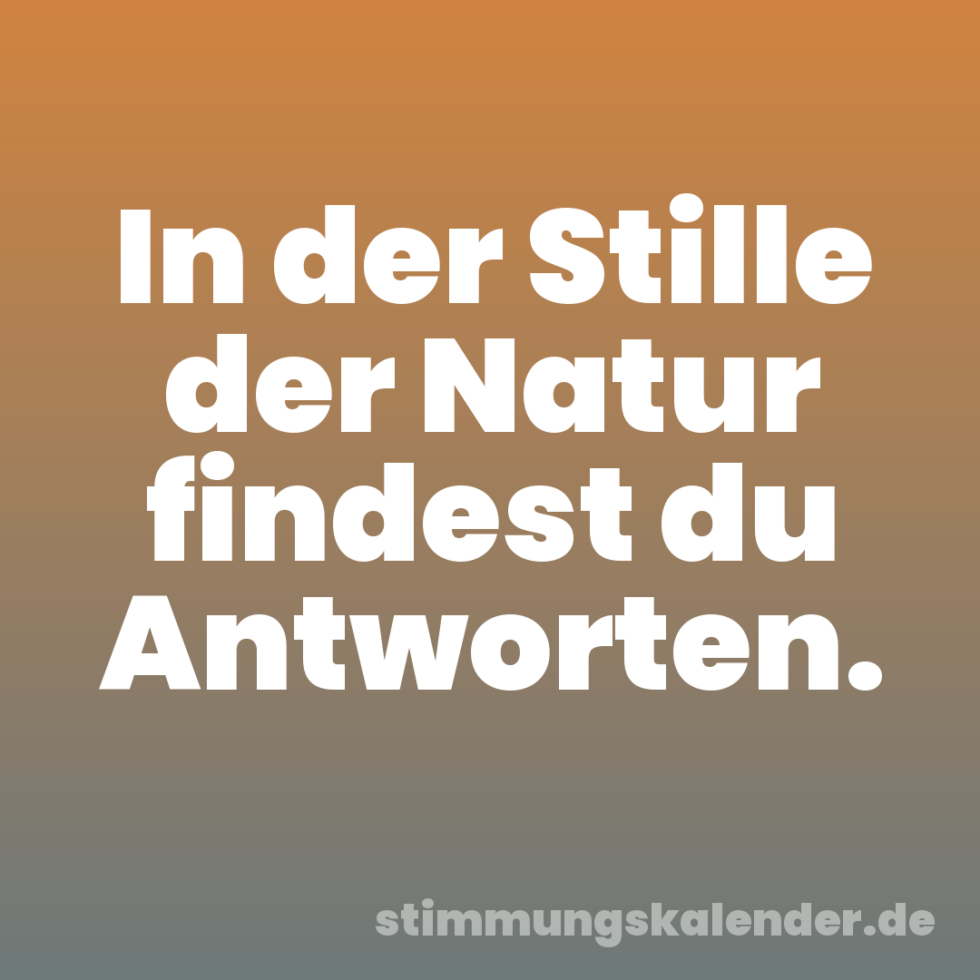 In der Stille der Natur findest du Antworten.