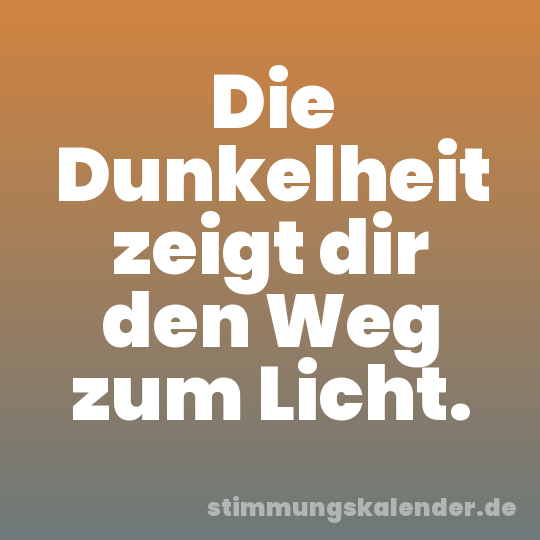 Die Dunkelheit zeigt dir den Weg zum Licht.