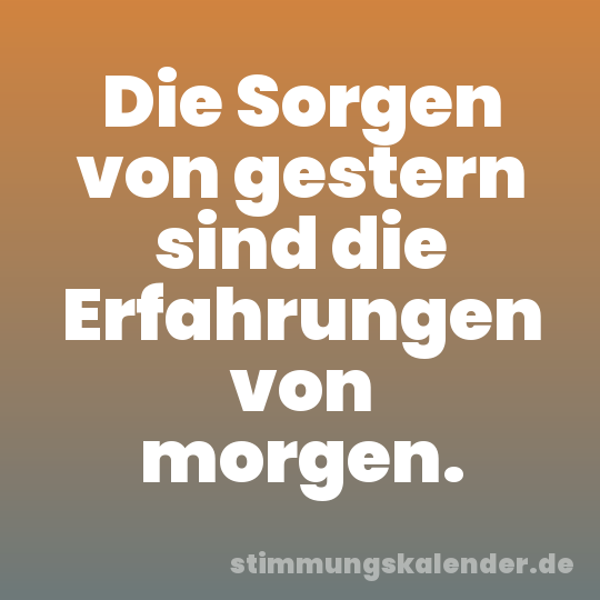 Die Sorgen von gestern sind die Erfahrungen von morgen.