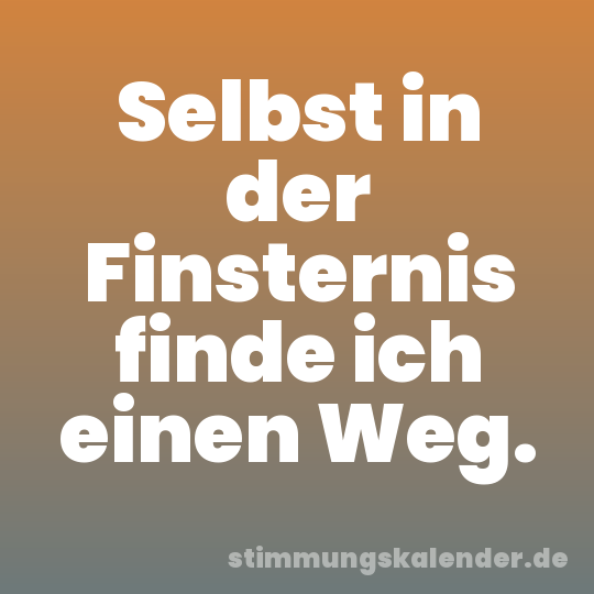 Selbst in der Finsternis finde ich einen Weg.